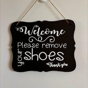 Black Please Remove Your Shoes Sign
